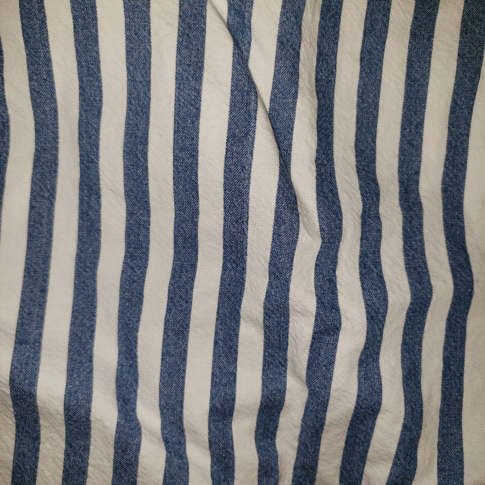 White & Chambray Stripe- •F21• | A-Line Mini Skirt - Picture 3 of 8